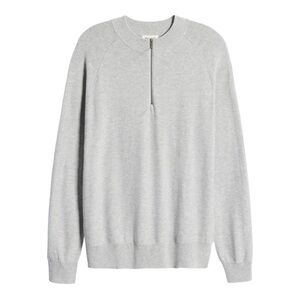 𝅺OPEN Edit Half Zip Mock Neck Sweater in gray